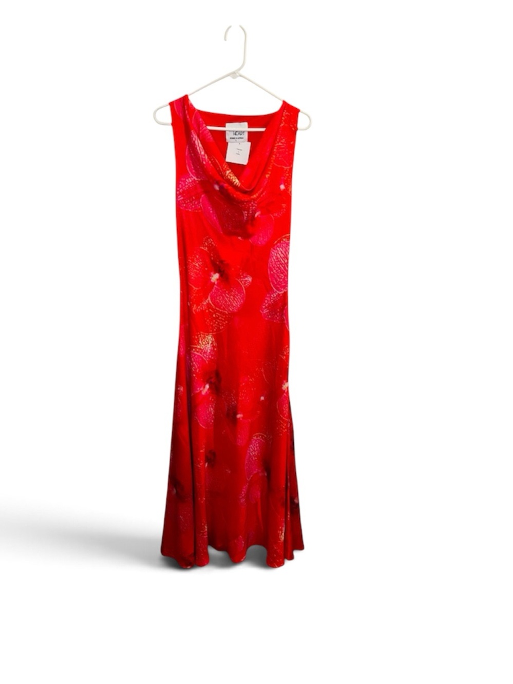 NWT Paper Heart Gorgeous Satiny Cowl-Neck Maxi Dress in Hot Pink w/ large 🌺 s